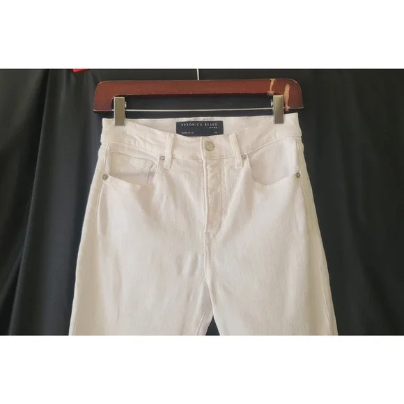 Veronica Beard Womens Washed White Carly Raw Hem Kick Flare Jeans 26